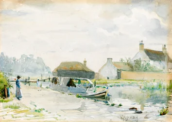 A Barge by the Tow-Path, Probably on the Trent Near Nottingham